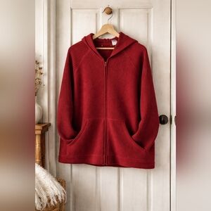 Hooded boiled wool zip cardigan. PTP 26"